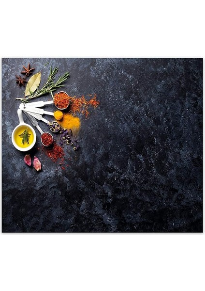 10001506018 Baharat Çeşnisi Cam Ocak Arkası Koruyucusu, 52CM x 60CM