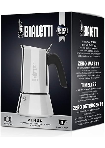 - Venus: 4 Cups Ocak Üstü Espresso Pişirici - 170ML - Gümüş Renk - Paslanmaz Çelik Gövde - Patentli Güvenlik Valfi - Tüm Ocak Türleri Için Uygundur (Indüksiyon Dahil) fiyatları