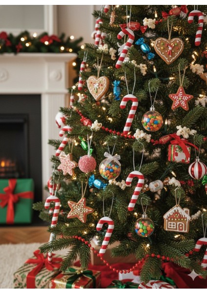 Çam Ağacı Süsleri - 5 Adet Baston Şeker