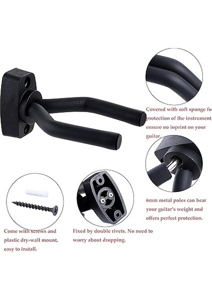 Paket Gitar Askı Kanca Tutucu Duvara Montaj Ekran Akustik Gitar Standı Ukulele Bas Mandolin Banjo Duvara Monte Askıları Siyah fırsatları