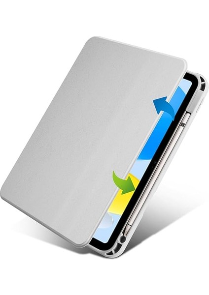 Ipad 11 Inç A16 (11.nesil) 2025 ile Uyumlu Kalem Bölmeli 360 Dönebilen Kapaklı Kılıf A3355, Gri indirimleri