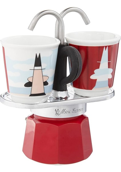- Set Mini Express: Ocak Üstü Espresso Pişirici + 2 Cups - Magrite Serisi
