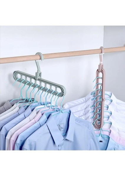 Elbise Askısı 9 Gözlü Akıllı Askı Sihirli Askılık - 5 Adet