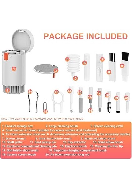 20'si 1 Arada Çok Fonksiyonlu Temizleme Seti - Klavye, Ekran ve Kulaklık Için Fırça Kiti fiyatları