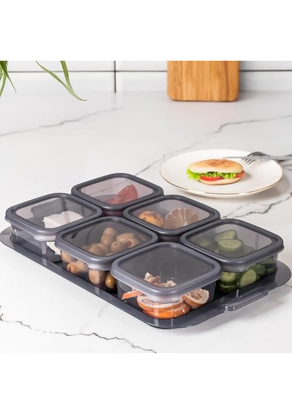 2043 Tepsili Kahvaltılık Kapaklı Kahvaltılık 6 Bölmeli Sızdırmaz Kapaklı Bölmeli Füme