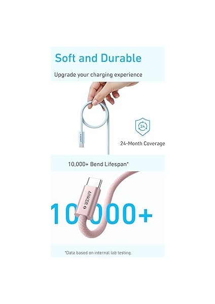 Zolo USB C To C 240 W Hızlı Şarj Örgülü 1 M Kablo A8060, Mavi indirimleri