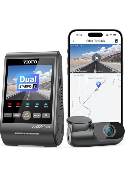 A229 Plus 3 Kameralı Ön-Iç-Arka 2K+2K+1080P Hdr Sony Starvis 2 Wifi Gps’li Araç Kamerası