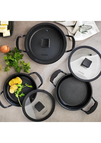 Hektor 3 Lü Döküm Sahan Seti 6 Parça-Siyah