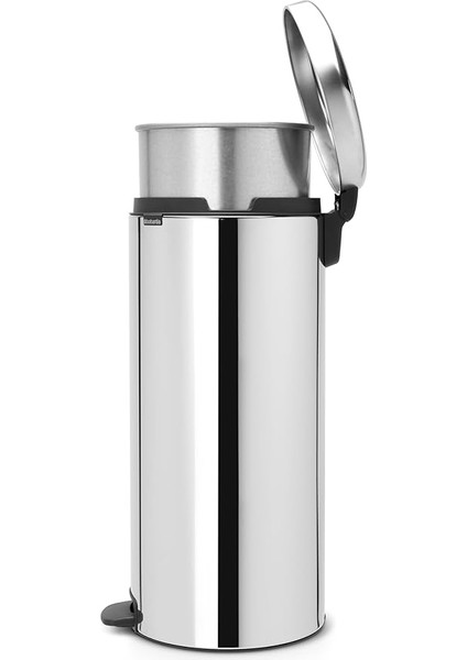 Pedallı-Çöp Kutusu Iç Kova ile Metal, Plastik Metal, Glänzender Stahl, 30 Liter fırsatları