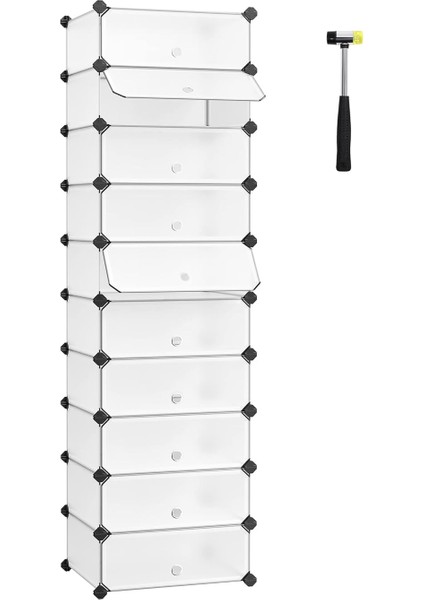 Plastik Ayakkabı Rafı, Dikdörtgen 10'lu Sistem, Beyaz LPC10W