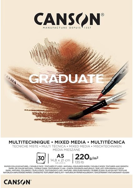 Graduate Mix Not Defteri, A5, 30 Saat, Orta Incelikte, 220 G