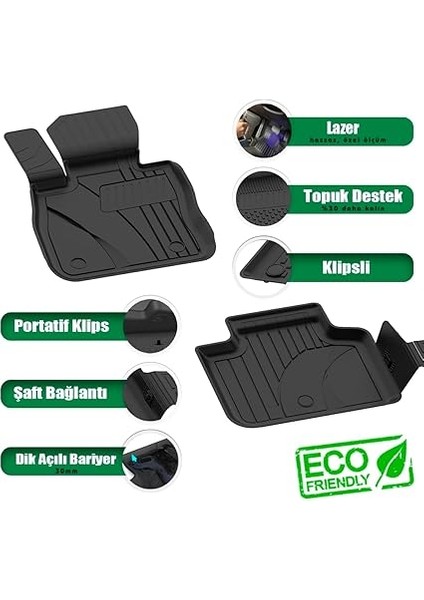 Bmw X1 (2015-2022) (2022+), X2 (2018-2024) ile Uyumlu 4.5d Havuzlu Oto Paspas fiyatları