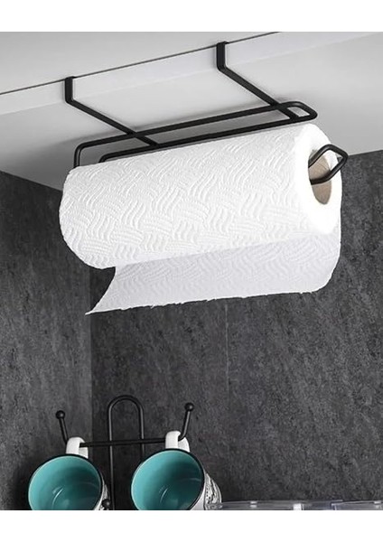 Paslanmaz Çelik 3'lü Lüks Mutfak Seti, Kanguru Raf + Havlu Kağıtlık + Mutfak Bez Askısı, Siyah fiyatları