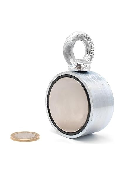 Magneteksan Çift Taraflı (Double Sided) Pot Mıknatıs Ø60 mm Fishing Magnet - 360° Çekim Gücü - 150-200 kg - Deniz Mıknatısı
