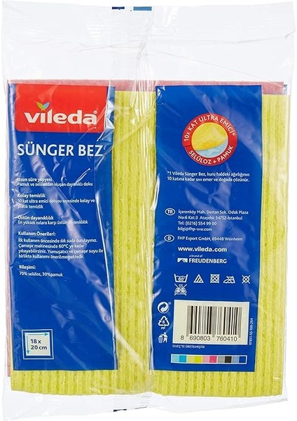 141161 Sünger Bez, Ekstra Dayanıklı, Çok Amaçlı, 3'lü Paket fırsatları
