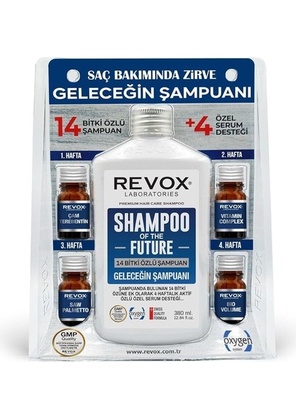 Bitkisel Şampuan ve Aktif Özlü 4 Adet Özel Destek Serumu Saç Bakım Seti Geleceğin Şampuanı