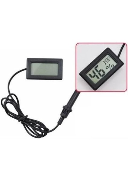 Dijital Problu Nem Ölçer Termometre (Siyah) fiyatları