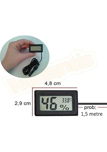 Dijital Problu Nem Ölçer Termometre (Siyah) indirimleri