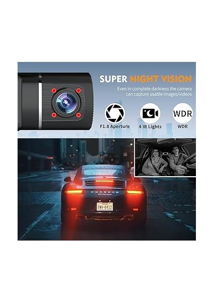 Dashcam Araba 4K Wifi Dash Cam Ön Iç 32GB Sd Kart, 310° Geniş Açı Görünümü, Park Izleme, Hareket Algılama, Kızılötesi Gece Görüş, G-Sensor, Döngü Kaydı, Hdr, Pil ile Araç Kamerası fırsatları