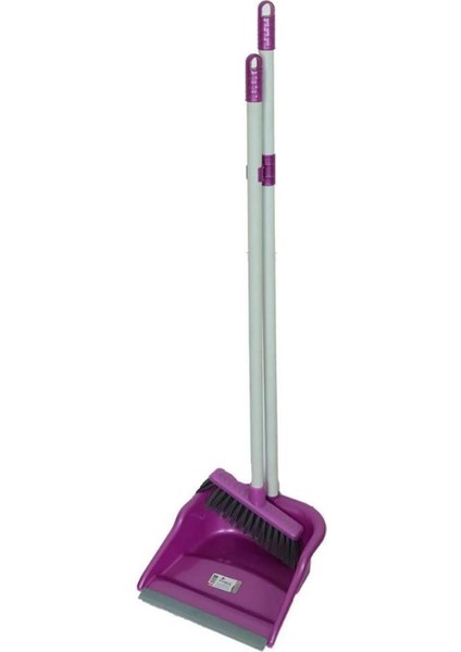 Plastik Saplı Faraş Takımı (Süpürge ve Saplı Kürek) (Mor)