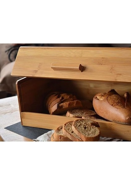 Bambu Ekmek Kutusu - Ekmek Dolabı, Çok Amaçlı Ekmeklik, Doğal Bambu Saklama Kutusu (40X23X14CM) - Mutfak, Tezgah ve Kiler Için indirimleri