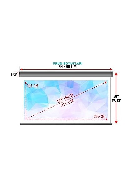 Stor EN260CM BOY190CM Projeksiyon Perdesi Manuel-Yeni Akıllı Kumaş Teknolojisi modelleri