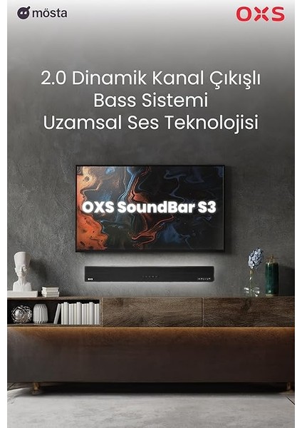S3 Tv Soundbar – Bluetooth 5.0, Dinamik Bas, 3D Surround, Diyalog Geliştirme, Aux/optik/koaksiyel Uyumluluk, Çoklu Ses Modları, Duvara Monte Edilebilir fiyatları