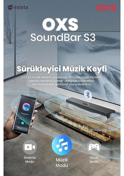 S3 Tv Soundbar – Bluetooth 5.0, Dinamik Bas, 3D Surround, Diyalog Geliştirme, Aux/optik/koaksiyel Uyumluluk, Çoklu Ses Modları, Duvara Monte Edilebilir fırsatları
