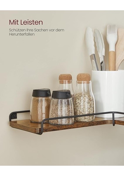 L Şeklinde Köşe Rafları, 2'li Set, Duvar Rafları, Yüzen Raflar, Endüstriyel Tarz, Oturma Odası, Yatak Odası, Mutfak, Yumuşak Kahverengi ve Siyah LLS831B01 indirimleri