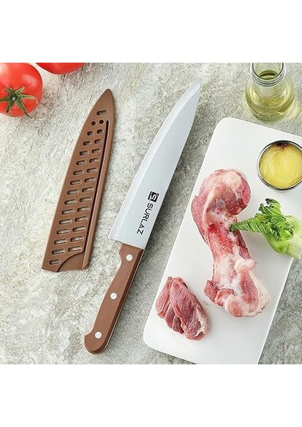 Kesme Şef Bıçağı – 32.5 cm Paslanmaz Çelik Bıçak, Ergonomik Sap, Kılıf Dahil – Profesyonel Kasap ve Mutfak Bıçağı modelleri