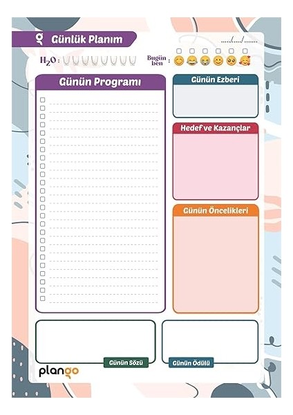 Turkuaz Kareler Günlük Planlayıcı Defter, 17X24 Cm, 100 Sayfa, Spiralli modelleri