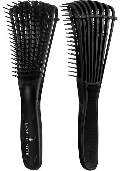 Of Myth - LOM1193 Yeni Nesil Dolaşık Saç Açma Tarama Fırçası, Ahtapot Dizayn, Esnek Dişler, Kıvırcık Saç Tarağı (Siyah)