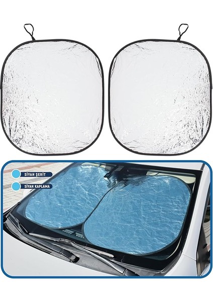 Içi Ön Cam Güneşliği, Katlanabilir Otomobil Ön Cam Güneşliği Otomobil, Güneş Isı Koruması ve Araba Içi Soğutucu (Extralarge)73 * 80CM / 2 Özdeş Dikdörtgen Gölgelik, Oto Güneşlik