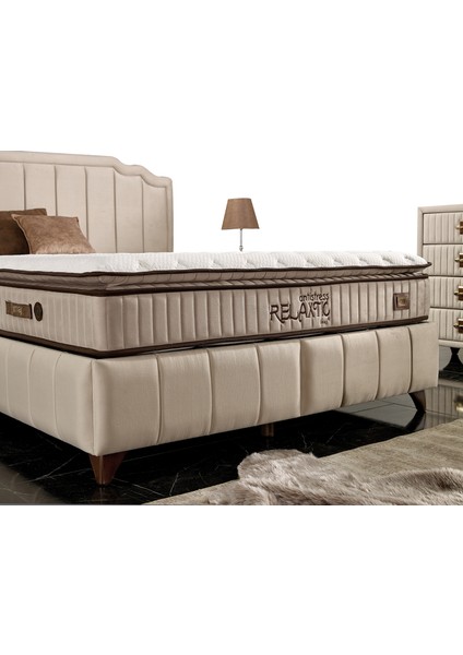 Antıstress Relaxtıc Set Çift Kişilik Yatak Seti 200 x 200 Başlık + Sandıklı Baza+ Ortopedik Yatak modelleri