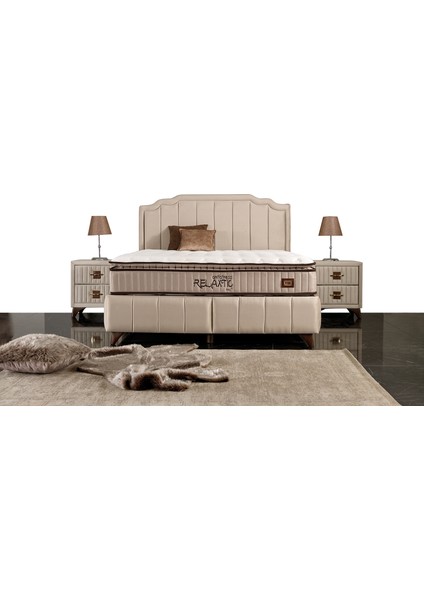 Antıstress Relaxtıc Set Çift Kişilik Yatak Seti 200 x 200 Başlık + Sandıklı Baza+ Ortopedik Yatak fırsatları