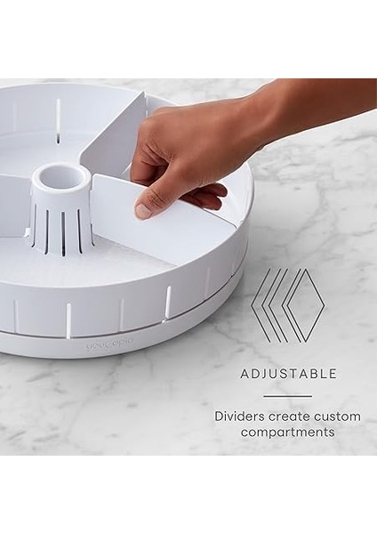 Sinksuite Lavabo Altı Döner Tabla, Ayarlanabilir Bölücüler, Mutfak Dolabı Veya Banyo Saklama Için Lazy Susan Düzenleyici fiyatları