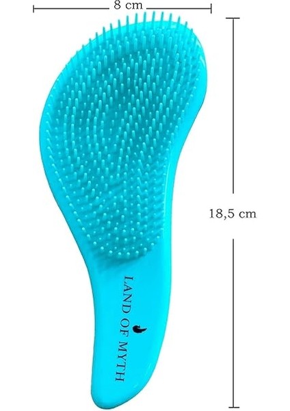 Of Myth - LOM1011 Curved Detangler, Yetişkin & Çocuklar Için Kavisli Dolaşık Saç Açma ve Düğüm Çözücü Tarak & Fırça, Islak, Kuru, Düz, Kıvırcık Saçlar Için (Mavi) modelleri