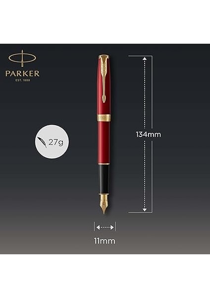 Sonnet Lake Kırmızı Altın Tasarımlı Dolma Kalem, Orta Kalınlıkta Uç, Mavi Mürekkep modelleri