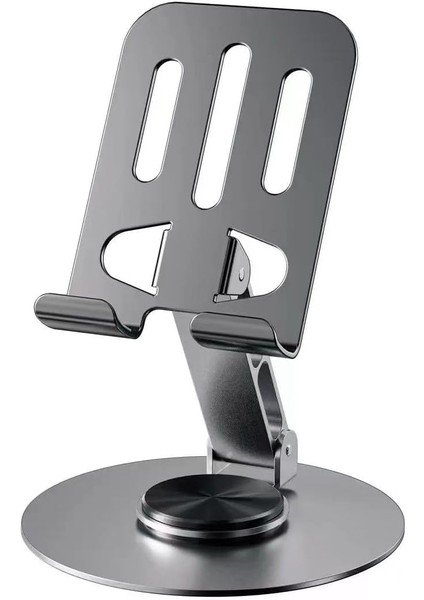 metal 360 derece dönebilen çift nokta ayarlı çok fonksiyonlu tablet ve telefon standı füme gri - performans ürünü