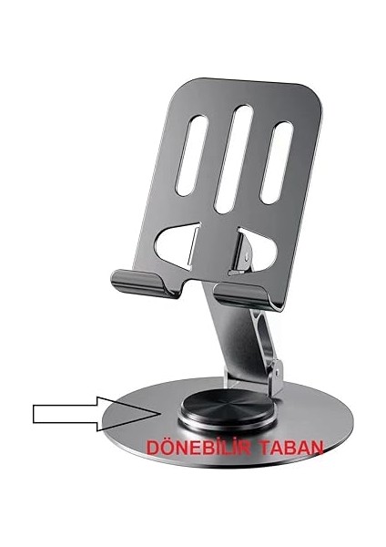 metal 360 derece dönebilen çift nokta ayarlı çok fonksiyonlu tablet ve telefon standı füme gri - performans ürünü fiyatları