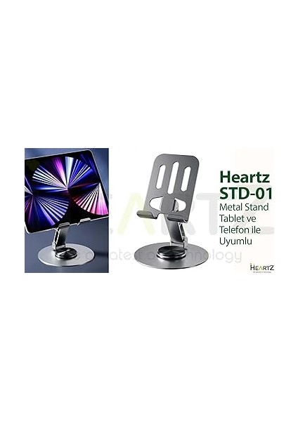 metal 360 derece dönebilen çift nokta ayarlı çok fonksiyonlu tablet ve telefon standı füme gri - performans ürünü indirimleri