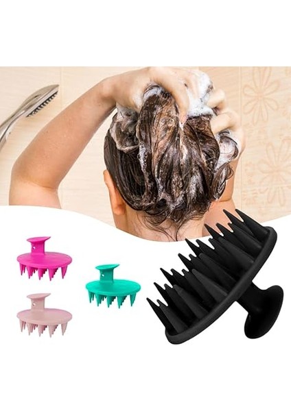 Silikon Uçlu Saç Derisi Masaj Tarağı Aleti Saç Yıkama Tarağı Fırçası modelleri