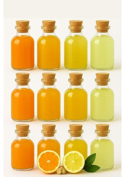 Adet Şeffaf Cam Shot Şişesi Mantar Tıpalı Hediyelik Koku Süs Çok Amaçlı Şişe 50ML