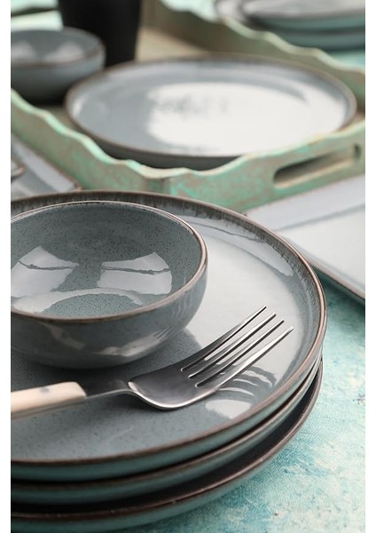 Porselen Moderna 14 Parça 6 Kişilik Kahvaltı Takımı, Mavi fırsatları