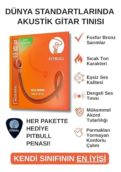 Gold Akustik Gitar Teli Gag El 11-52 Extra Light fiyatları