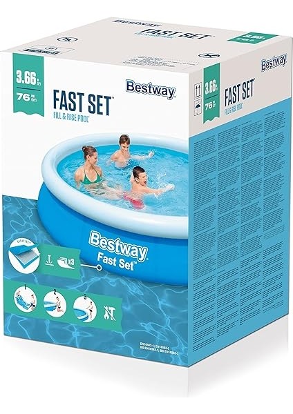 Fast Set Yüzme Havuzu, Çocuklar ve Yetişkinler Için Aile Çocuk Havuzu; 5377L, 3,66 M x 76 cm modelleri