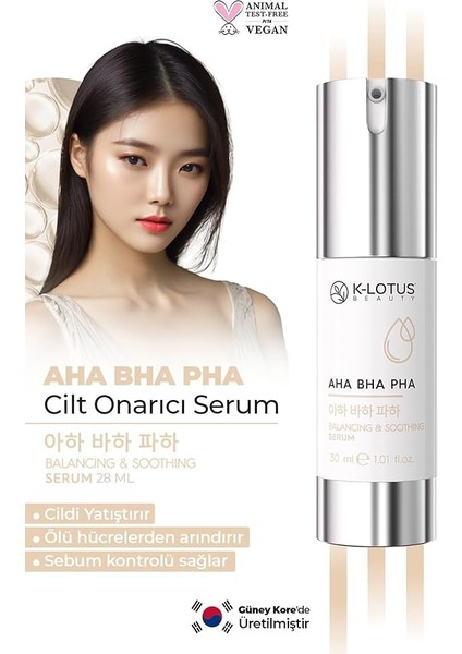 Beauty Cildi Onarma ve Ölü Hücrelerden Arındırma Etkili Dengeleyici & Yatıştırıcı Aha Bha Pha Cilt Serumu 28 ml fırsatları