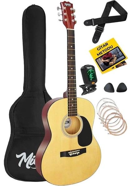 RG-530NT Kaliteli Natural 40 Inç Akustik Gitar Seti 4/4 Yetişkin