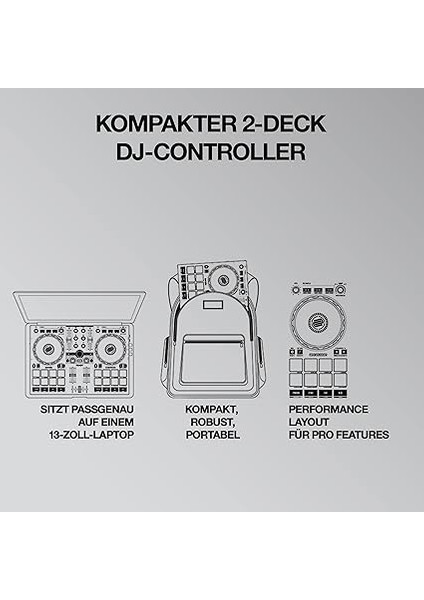 Ready | Serato Dj Lite (Dahil) ve Dj Pro Için Tasarlanmış Kompakt 2-Kanal Dj Controller/kontrolör | Ios ve Ipados'ta Algoriddim Djay Pro Aı Uygulamalarıyla Tak ve Çalıştır. (Mac/pc/ios) modelleri