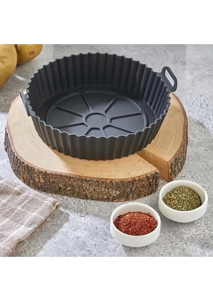 Yeniden Kullanılabilir Xl Airfryer Silikon Pişirme Kabı 23 cm Bpa Içermez Airfryer Pişirme Kağıdı, Yapışmaz Kolay Temizlenir, Büyük Boy Silikon Pişirme Kalıbı (Siyah) fiyatları